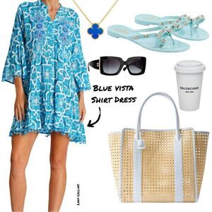 Blue Vista Shirt Dress / Cover Up
